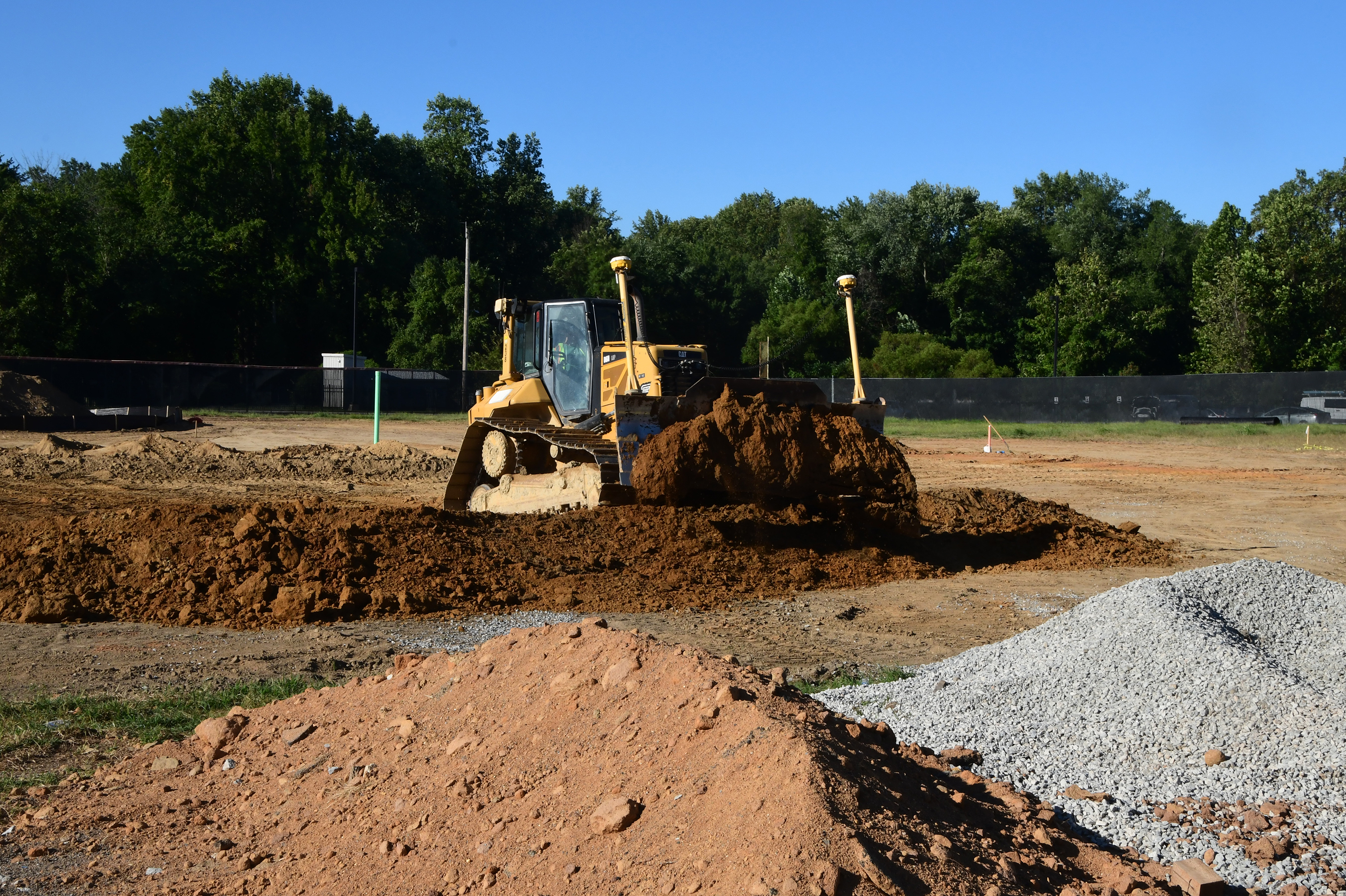 West of the ECIC Bldg., earth is being moved to make way for a new Agriculture Building on the former baseball field site.