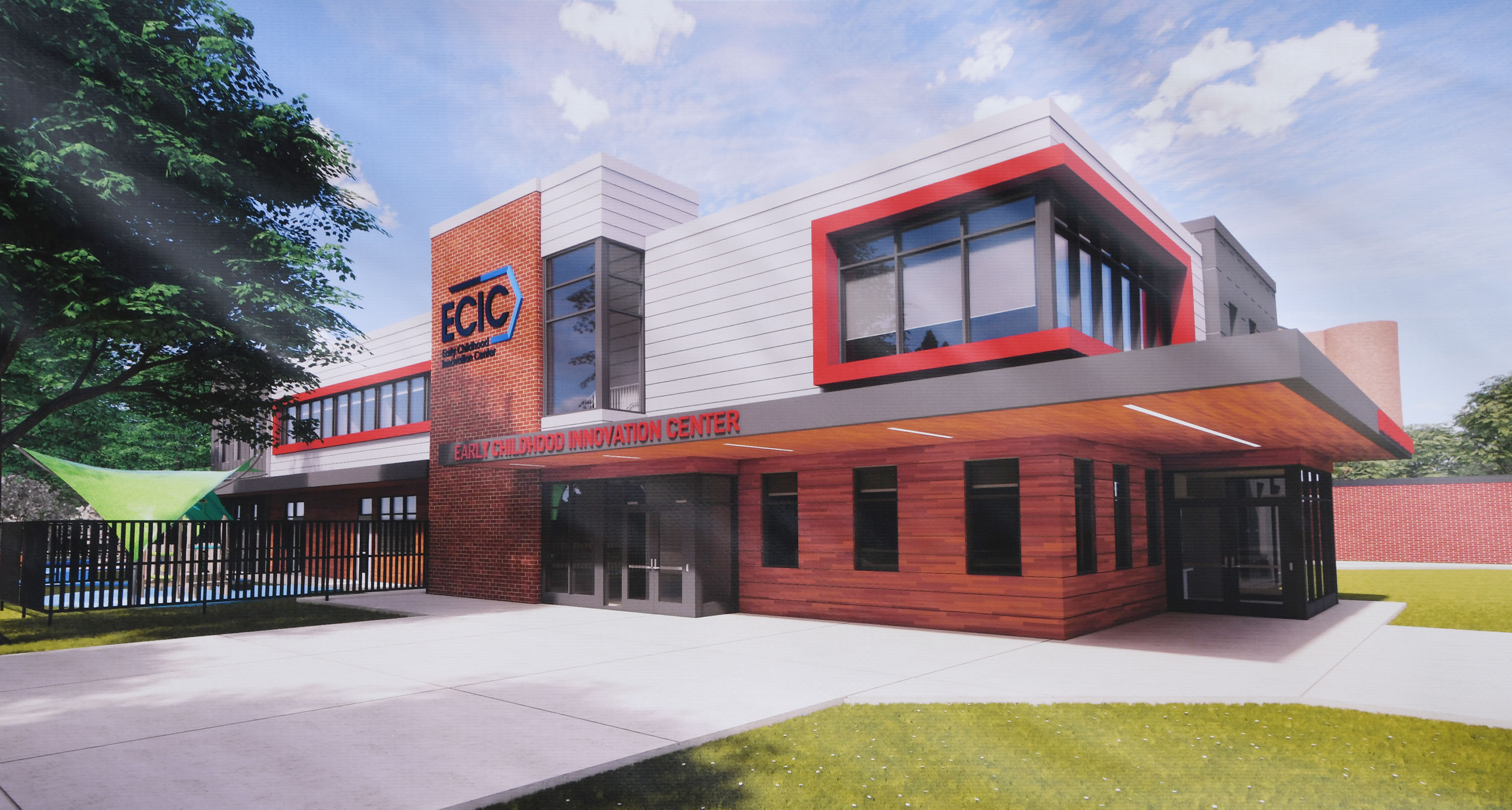 A rendering of the future Early Childhood Innovation Center on campus.