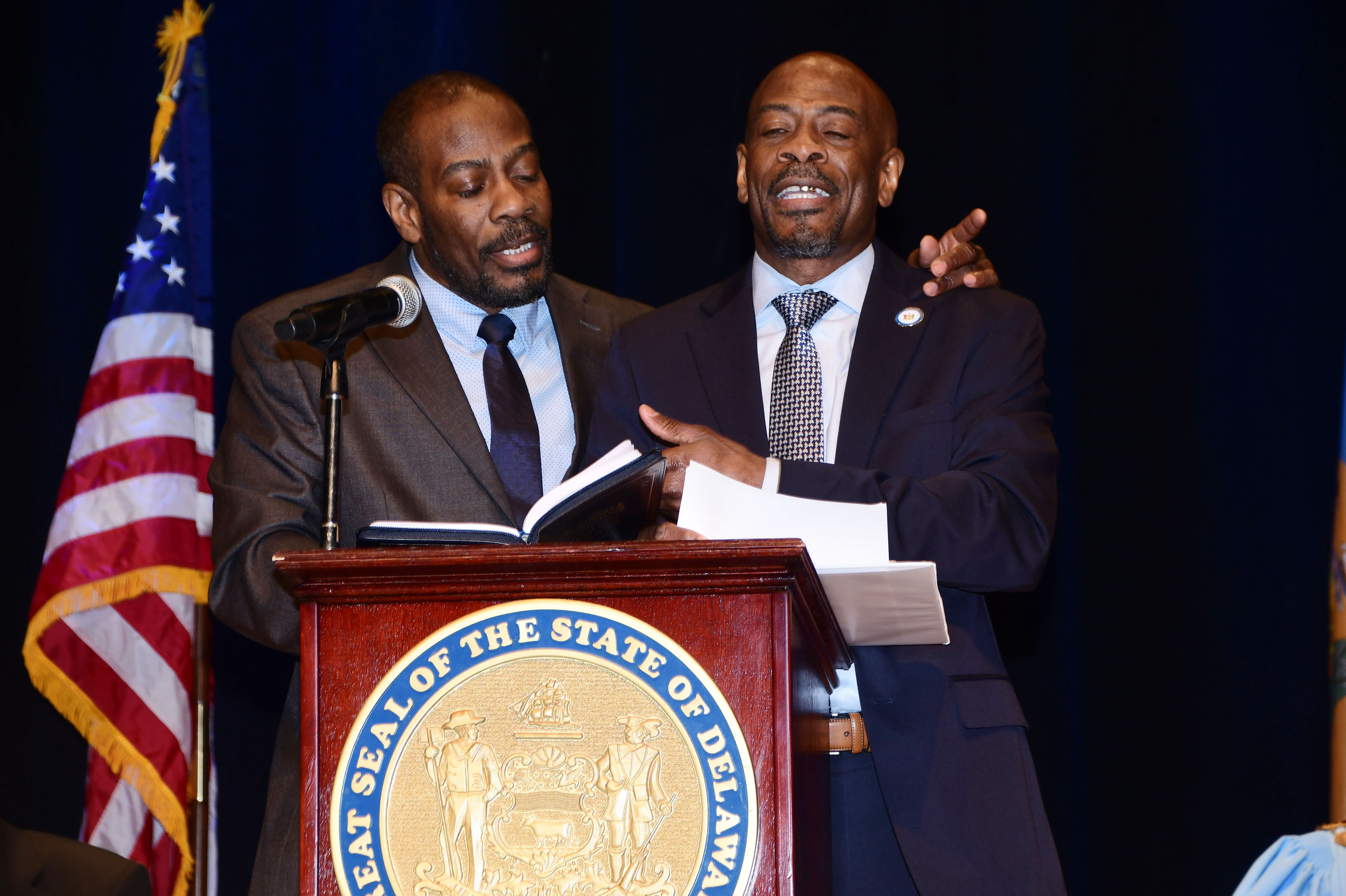 Delaware Poet Laureate, The Twin Poets -- Nanmdi Chukwuocha and Al Mills presented a uplifting and inspiring poem.