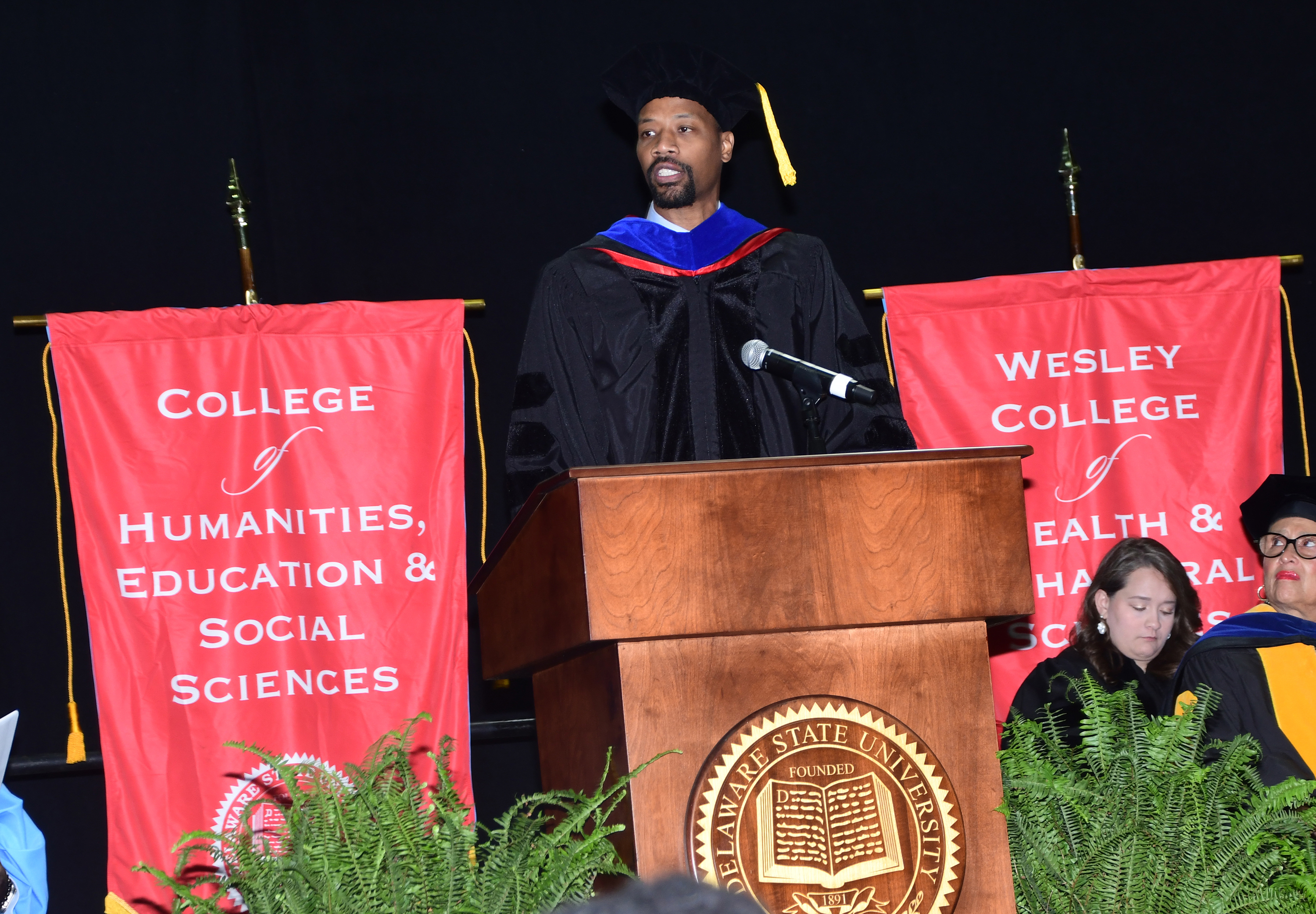 DSU alumnus Isaiah Nathaniel shared his early struggles and later successes at DSU during his keynote address. 