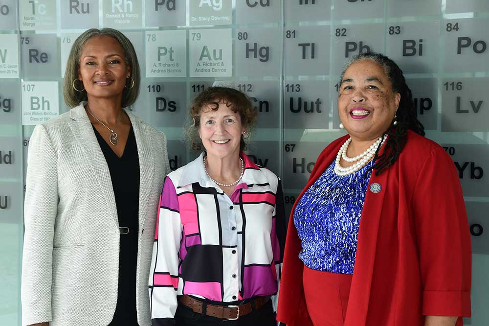 Through the efforts of (l-r) Dr. Kim Sudler, Dr. Melissa Harrington, and Dr. Lynda Murray-Jackson, the University has received two grants from the National Institutes of Health and the National Science Foundation together totaling just over $2.2 million. Both grants have been awarded to support DSU's efforts to reach R1 University Research status.