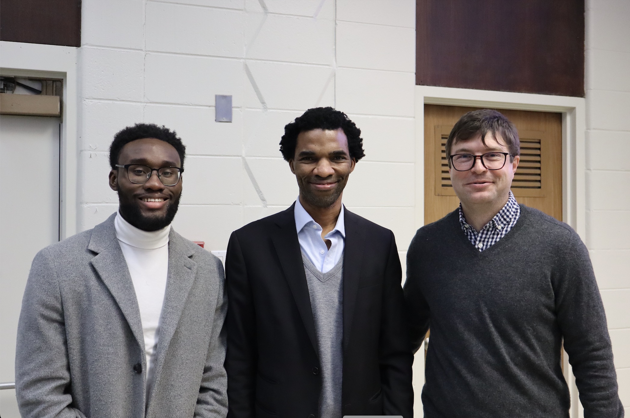 (From L to R) Graduate Student Association President Tobenna Amanfo, Dr. Hakeem Lawal, and UCLA Neurobiologist Jeffrey Donlea at the IHER Neuroscience Seminar on February 13th.