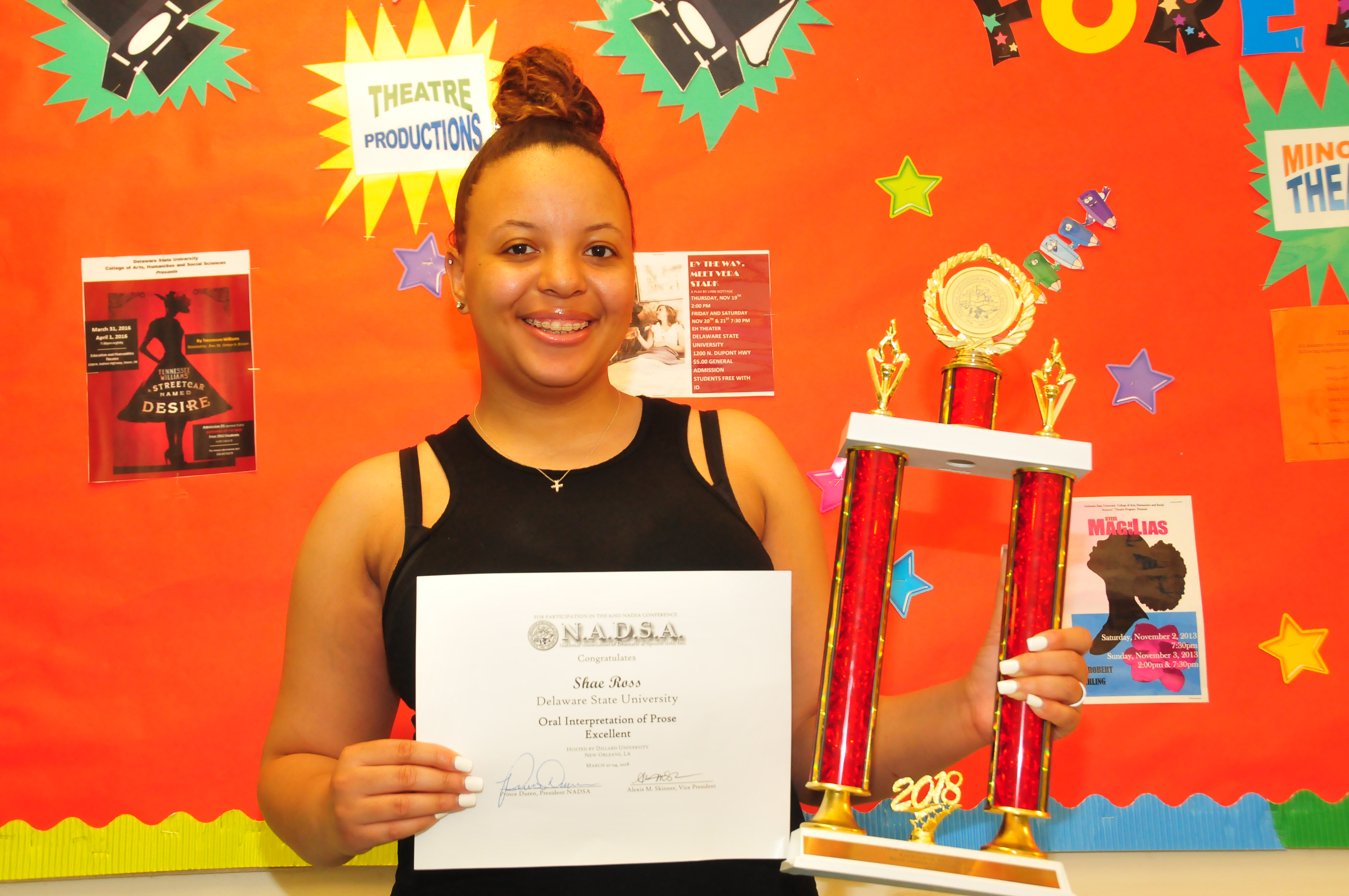 Sháe Ross won second place at the recent National Association of Dramatic and Speech Arts competition held at Dillard University in New Orleans, La.